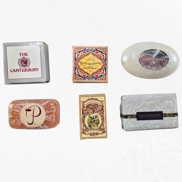 Lot of 6 Vintage Hotel & Luxury Soaps Roger & Gallet Caswell Massey Canterbury - Picture 1 of 9